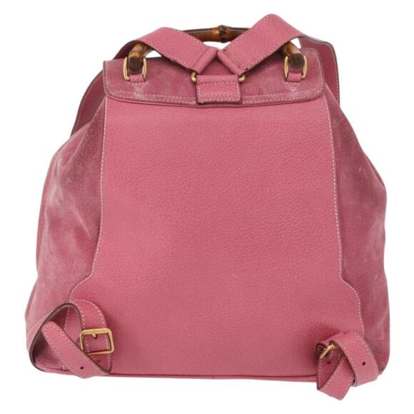 GUCCI Bamboo Backpack Suede Pink Gold 003 2058 0016 Auth 153813 main image 14